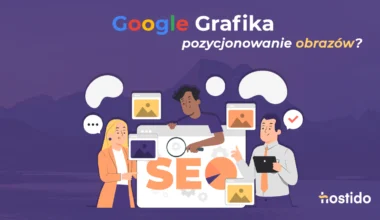 Grafika o SEO obrazów w Google Grafika z zespołem analizującym pozycjonowanie obrazów i znaczenie optymalizacji dla wyników wyszukiwania.