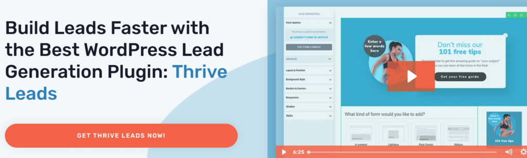 Reklama wideo Thrive Leads — wtyczka WordPress do budowania leadów i formularzy zapisu.