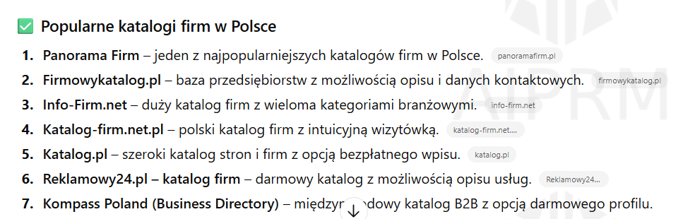 Lista popularnych katalogów firm w Polsce z nazwami serwisów i krótkimi opisami branżowymi